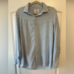 Mizzen+Main Leeward dress shirt in light blue and white gingham Men’s Size Large
